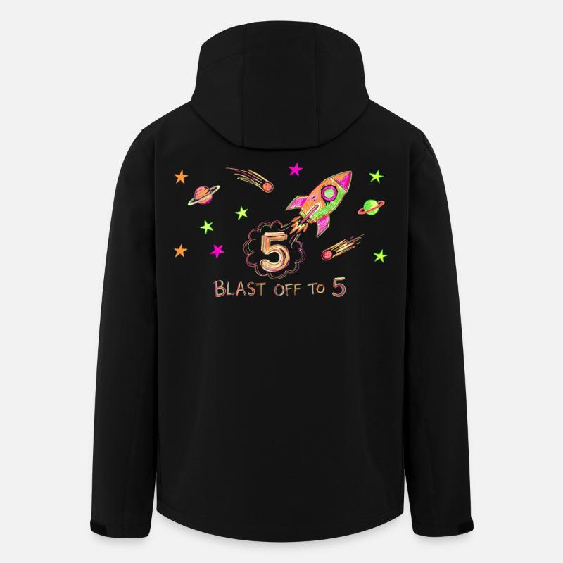 Blast Off To 5 Rocket Drawing - Men’s Recycled Softshell Jacket by Stanley/Stella - black