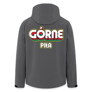 Górne Piła. Retro District Name - Men’s Recycled Softshell Jacket by Stanley/Stella - black - Back - AI Model Male 185 light (185cm)