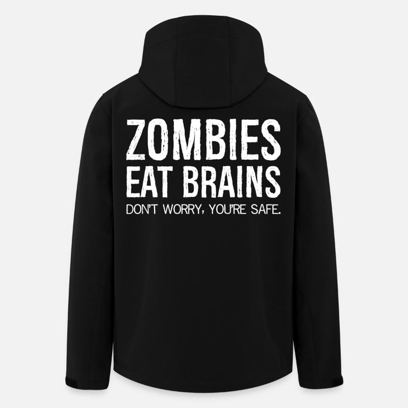 Zombies Eat Brains Funny Shirt - Men’s Recycled Softshell Jacket by Stanley/Stella - black