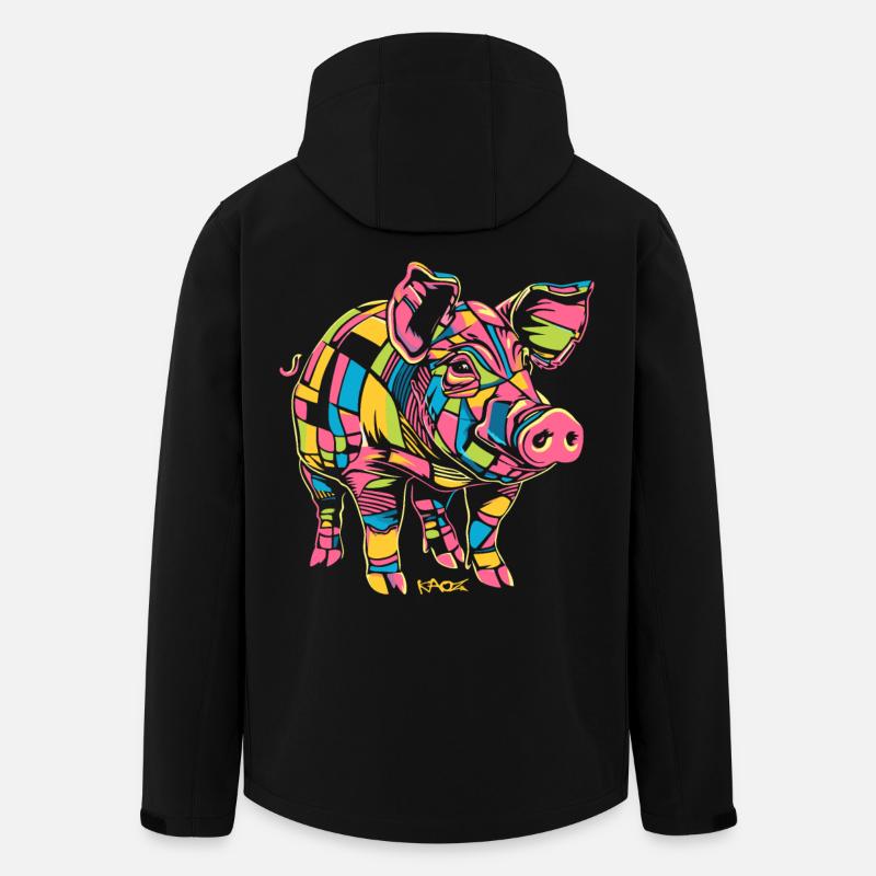 Großes fettes Pop-Art-Schwein - Recycelte Männer Softshell-Jacke von Stanley/Stella - Schwarz