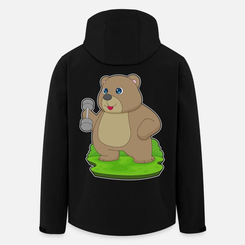Bear Bodybuilder Dumbbell Bodybuilding - Men’s Recycled Softshell Jacket by Stanley/Stella - black