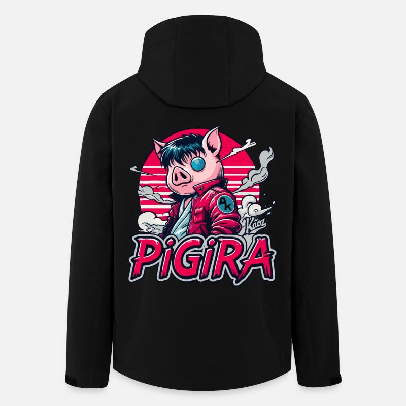 Pigira: Das japanische Cyber Punk Held Schwein - Recycelte Männer Softshell-Jacke von Stanley/Stella - Schwarz