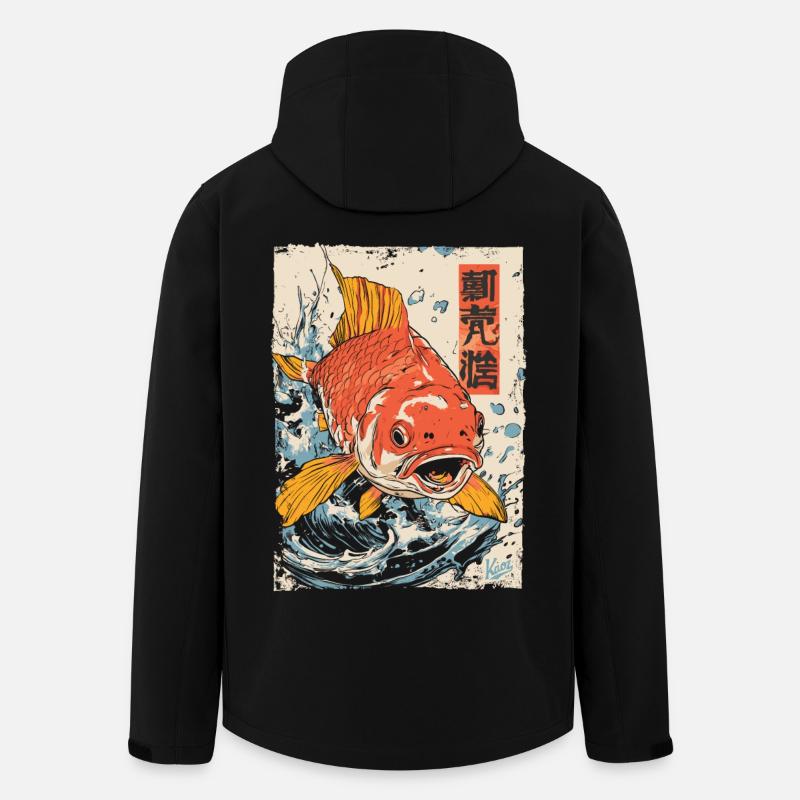 Japanischer Koi-Fisch - Recycelte Männer Softshell-Jacke von Stanley/Stella - Schwarz