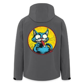 Coole Blaue Antihelden-Katze - Recycelte Männer Softshell-Jacke von Stanley/Stella - Schwarz - Hinten - AI Model Male 185 light (185cm)