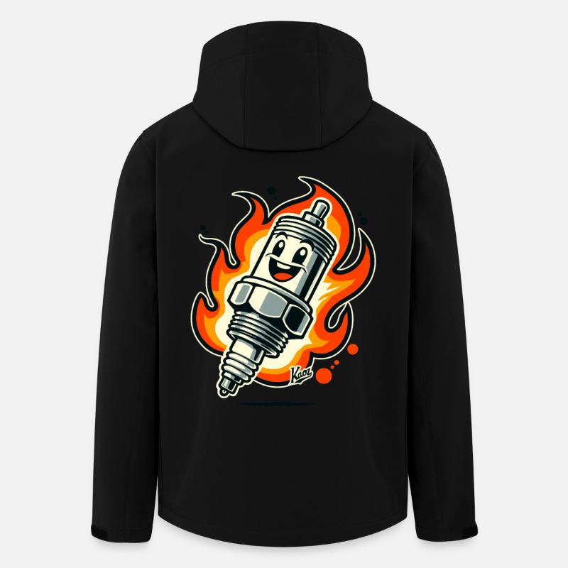 Bougie d’allumage joyeuse en feu - Veste softshell homme en polyester recyclé Stanley/Stella - noir