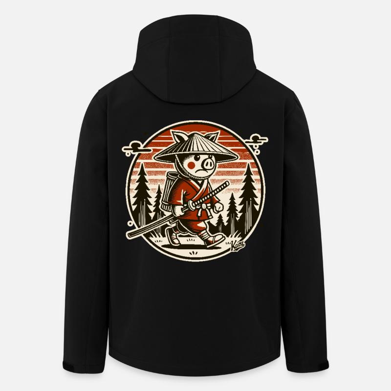 Samurai-Schwein Ronin auf Wanderschaft - Recycelte Männer Softshell-Jacke von Stanley/Stella - Schwarz
