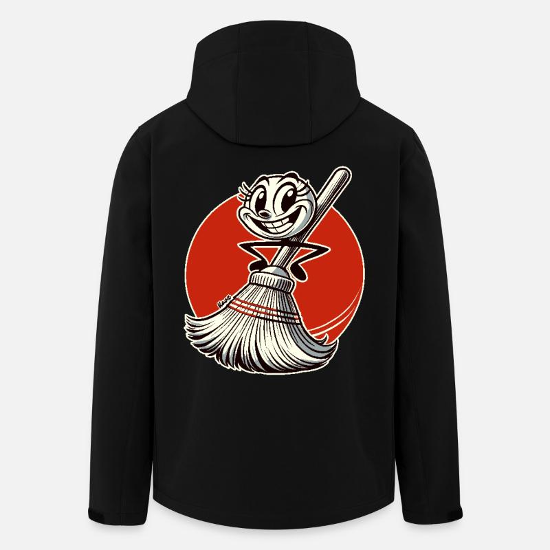 Fröhlicher Retro-Karton-Besen - Recycelte Männer Softshell-Jacke von Stanley/Stella - Schwarz
