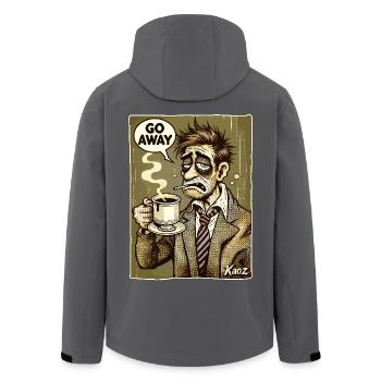 Go away! old morning grouch with coffee - Men’s Recycled Softshell Jacket by Stanley/Stella - black - Back - AI Model Male 185 light (185cm)