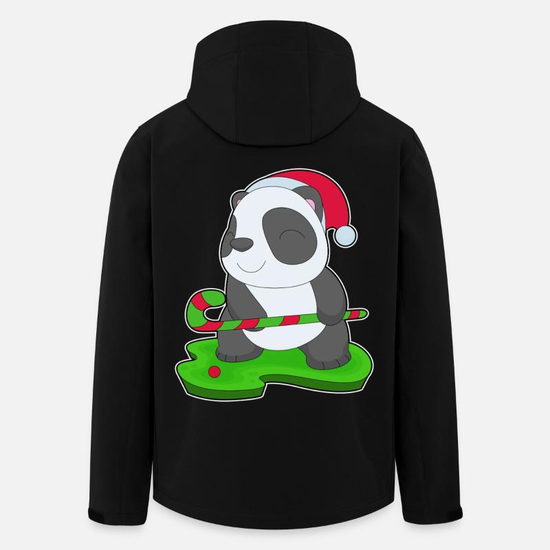 Panda Christmas Hockey - Men’s Recycled Softshell Jacket by Stanley/Stella - black