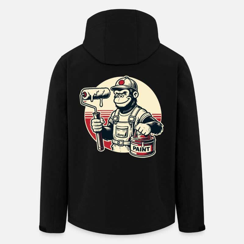 Maler-Gorilla mit Farbeimer und Farbrolle - Recycelte Männer Softshell-Jacke von Stanley/Stella - Schwarz