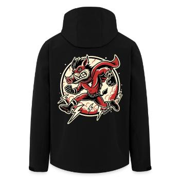Super sanglier – Rapide comme l’éclair et inarrêtable ! - Veste softshell homme en polyester recyclé Stanley/Stella - noir - Dos - AI Model Male 185 light (185cm)