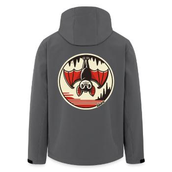 Freche Fledermaus, Kopfüber in die Höhle Abenteuer - Recycelte Männer Softshell-Jacke von Stanley/Stella - Schwarz - Hinten - AI Model Male 185 light (185cm)