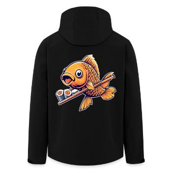 Lustiger Sushi Goldfisch – Japan Food Art - Recycelte Männer Softshell-Jacke von Stanley/Stella - Schwarz - Hinten - AI Model Male 185 light (185cm)