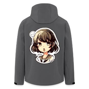 Cute Cartoon Girl – Hello! Balloon - Men’s Recycled Softshell Jacket by Stanley/Stella - black - Back - AI Model Male 185 light (185cm)