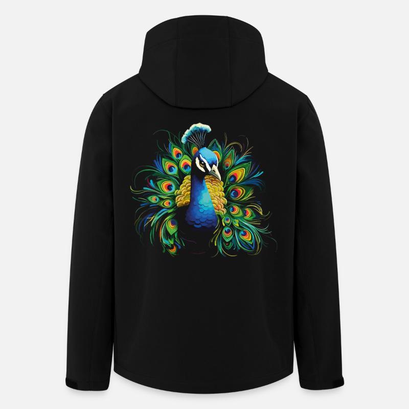 Pfau Pfauenfeder Exotisch Farbenfroh Bunt Kunst - Recycelte Männer Softshell-Jacke von Stanley/Stella - Schwarz
