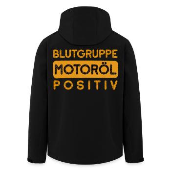 Meine Blutgruppe ist Motoröl Positiv Auto Sprüche - Recycelte Männer Softshell-Jacke von Stanley/Stella - Schwarz - Hinten - AI Model Male 185 light (185cm)