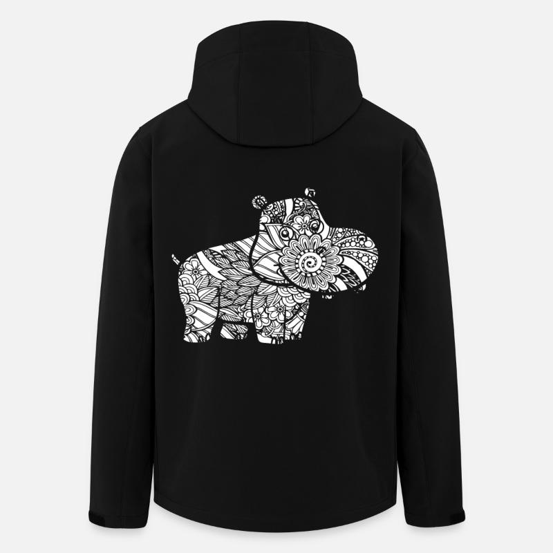 Hippo Hippo Floral Pattern - Men’s Recycled Softshell Jacket by Stanley/Stella - black