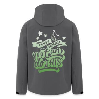 Citation inspirante, motivation disant typographie - Veste softshell homme en polyester recyclé Stanley/Stella - noir - Dos - AI Model Male 185 light (185cm)