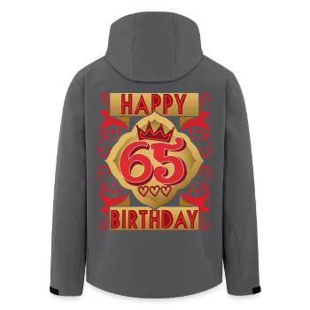 65th birthday 65 years old saying, vintage design - Men’s Recycled Softshell Jacket by Stanley/Stella - black - Back - AI Model Male 185 light (185cm)