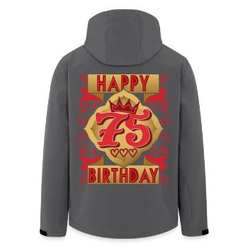 75th birthday 75 years old saying, vintage design - Men’s Recycled Softshell Jacket by Stanley/Stella - black - Back - AI Model Male 185 light (185cm)