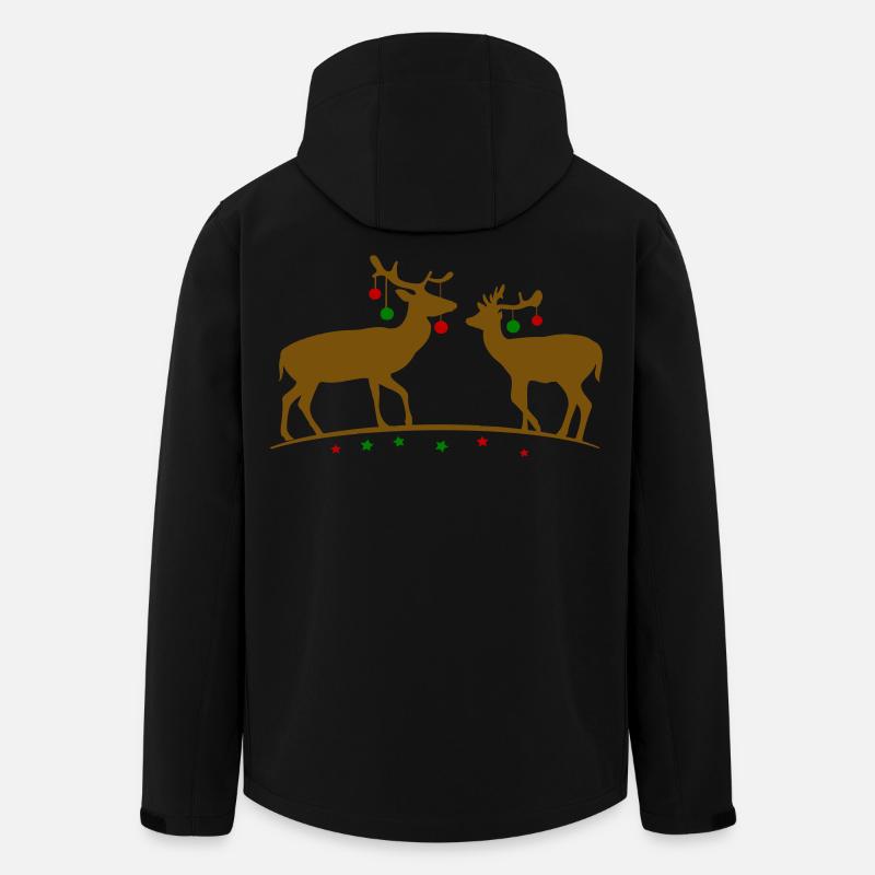 Hirsche mit Weihnachtskugeln - Recycelte Männer Softshell-Jacke von Stanley/Stella - Schwarz