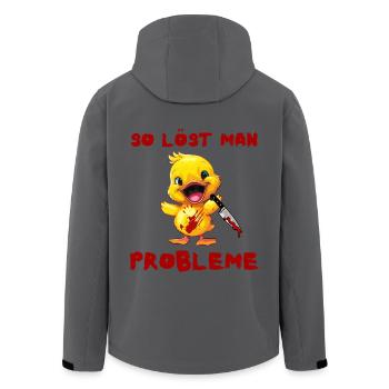 How to solve problems - duck with knife Halloween - Men’s Recycled Softshell Jacket by Stanley/Stella - black - Back - AI Model Male 185 light (185cm)