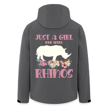 Simply a girl who loves rhinos flowers - Men’s Recycled Softshell Jacket by Stanley/Stella - black - Back - AI Model Male 185 light (185cm)