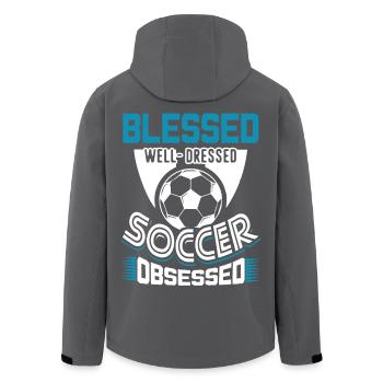Soccer Well Dressed Soccer Obsessed - Men’s Recycled Softshell Jacket by Stanley/Stella - black - Back - AI Model Male 185 light (185cm)