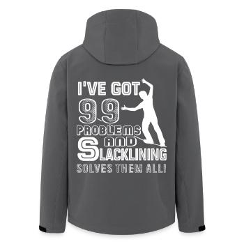Slacklining Solves All Problems - Men’s Recycled Softshell Jacket by Stanley/Stella - anthracite - Back - AI Model Male 185 light (185cm)