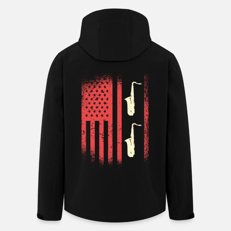 Saxophon Vintage USA Flag Musik - Recycelte Männer Softshell-Jacke von Stanley/Stella - Schwarz