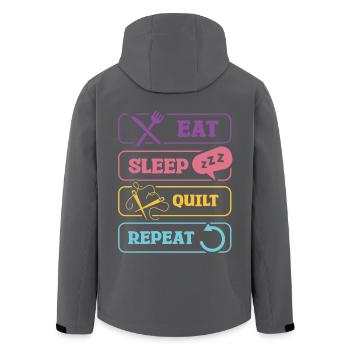 Eat Sleep Quilt Repeat Muster Design - Recycelte Männer Softshell-Jacke von Stanley/Stella - Schwarz - Hinten - AI Model Male 185 light (185cm)