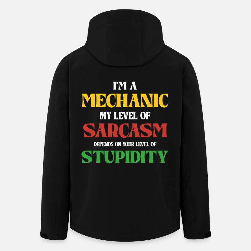 Mekaniker, Sarkasme, Dumhed, Humor, Ordsprog - Stanley/Stella herre softshelljakke i genanvendt polyester - sort