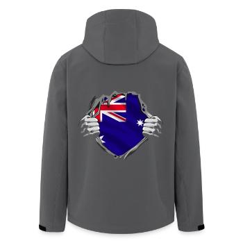 Australische Flagge Enthüllt Stolz - Recycelte Männer Softshell-Jacke von Stanley/Stella - Schwarz - Hinten - AI Model Male 185 light (185cm)