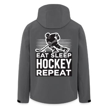 Hockey Hockey Players Eat Sleep Hockey Repeat - Men’s Recycled Softshell Jacket by Stanley/Stella - black - Back - AI Model Male 185 light (185cm)