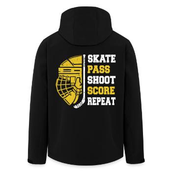 Eishockey, Eishockeyspieler, Eis-Hockey - Recycelte Männer Softshell-Jacke von Stanley/Stella - Schwarz - Hinten - AI Model Male 185 light (185cm)