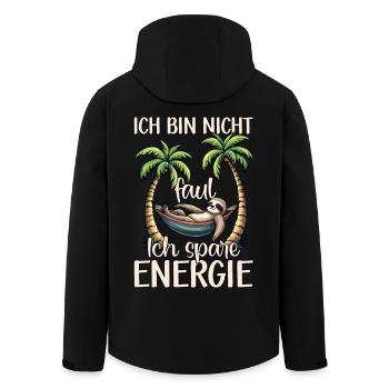 Faultier Langschläfer Müde, Ich bin nicht faul - Recycelte Männer Softshell-Jacke von Stanley/Stella - Schwarz - Hinten - AI Model Male 185 light (185cm)