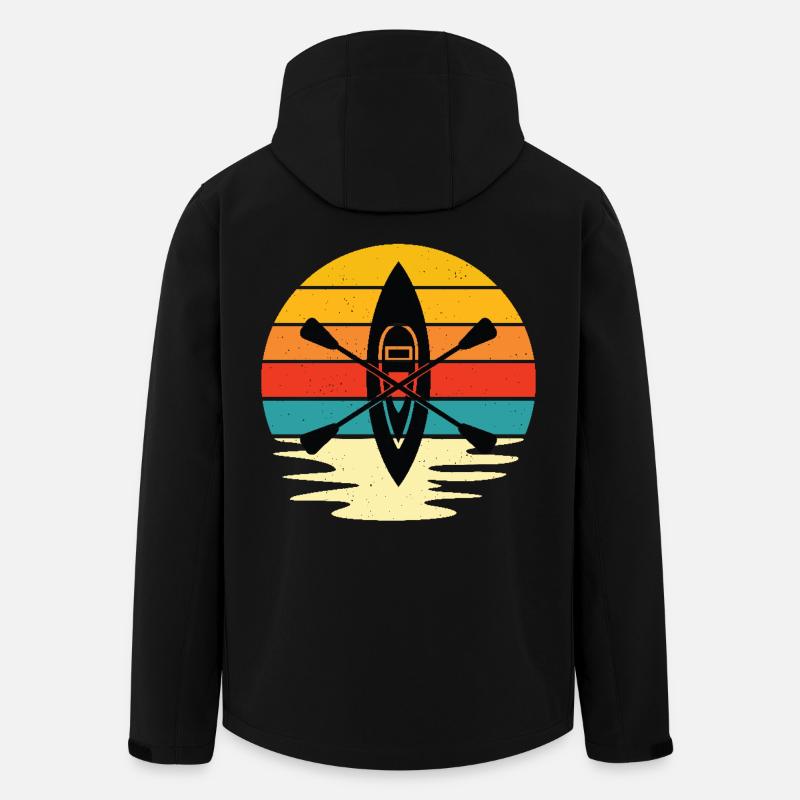 Retro Sonnenuntergang Kajakfahren - Recycelte Männer Softshell-Jacke von Stanley/Stella - Schwarz