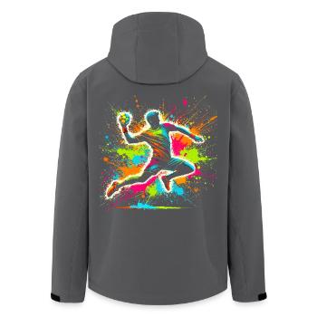 Handball Handballer, bunt Handballspieler - Recycelte Männer Softshell-Jacke von Stanley/Stella - Schwarz - Hinten - AI Model Male 185 light (185cm)