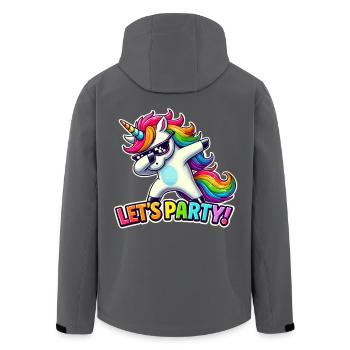 Party Outfit, Partyurlaub, Einhorn, Let's Party - Recycelte Männer Softshell-Jacke von Stanley/Stella - Schwarz - Hinten - AI Model Male 185 light (185cm)