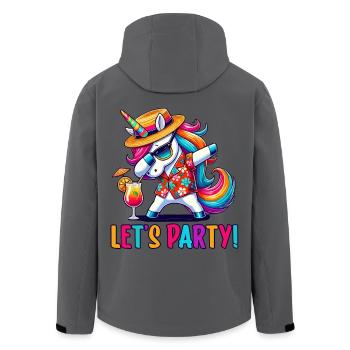 Party Outfit, Partyurlaub, Einhorn, Let's Party - Recycelte Männer Softshell-Jacke von Stanley/Stella - Schwarz - Hinten - AI Model Male 185 light (185cm)