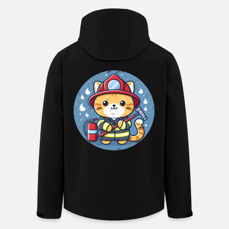 Feuerwehrmann Katze - Recycelte Männer Softshell-Jacke von Stanley/Stella - Schwarz