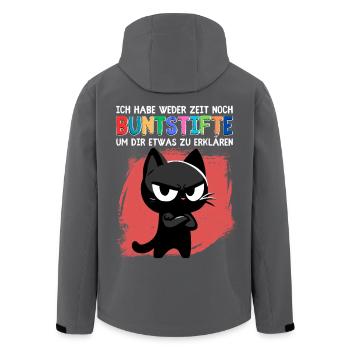 Genervte Katze & Buntstifte – Schulstart Hölle - Recycelte Männer Softshell-Jacke von Stanley/Stella - Schwarz - Hinten - AI Model Male 185 light (185cm)
