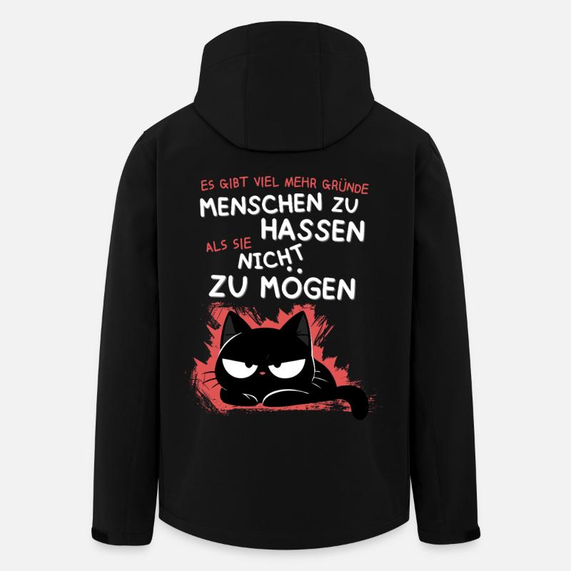 Schwarze Katze hasst Menschen – Zynisch & Lustig - Recycelte Männer Softshell-Jacke von Stanley/Stella - Schwarz