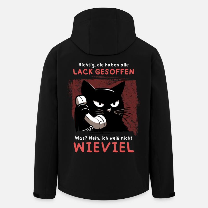 Lack gesoffen? Wieviel?! – Genervte Telefonkatze - Recycelte Männer Softshell-Jacke von Stanley/Stella - Schwarz