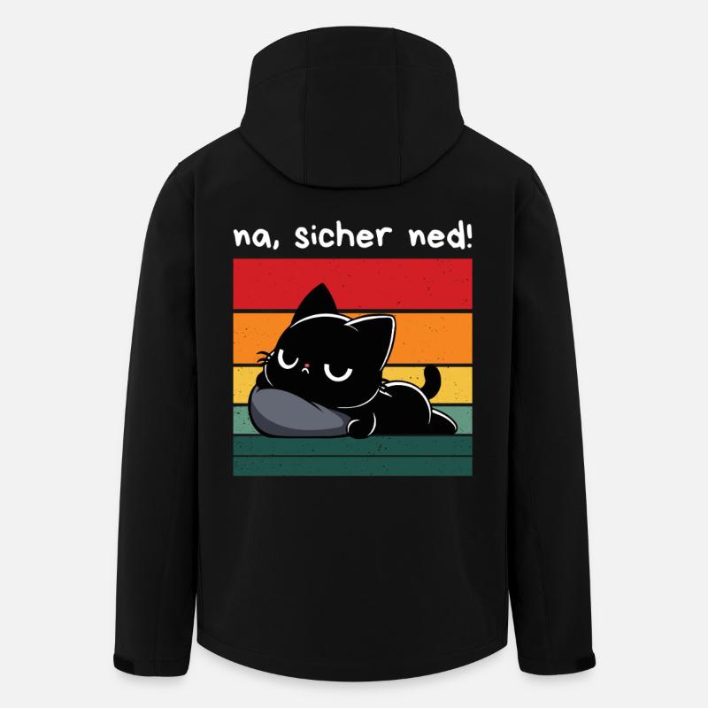 Na, sicher ned! – Grantige Katze mit Sarkasmus - Recycelte Männer Softshell-Jacke von Stanley/Stella - Schwarz
