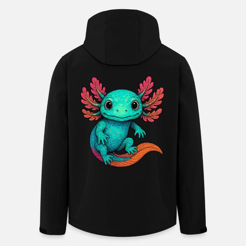 Axolotl, Buntes Axolotl - Recycelte Männer Softshell-Jacke von Stanley/Stella - Schwarz