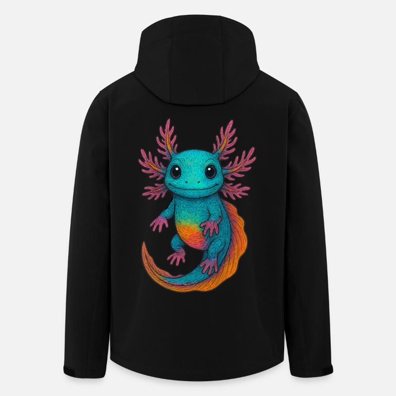 Axolotl, Buntes Axolotl - Recycelte Männer Softshell-Jacke von Stanley/Stella - Schwarz