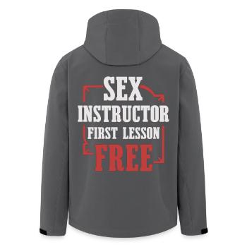 Sex Instructor Shirt – Erste Stunde gratis - Recycelte Männer Softshell-Jacke von Stanley/Stella - Schwarz - Hinten - AI Model Male 185 light (185cm)