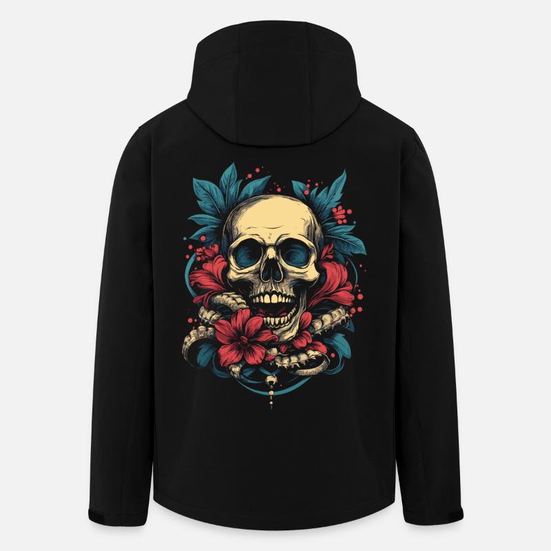 Crâne tropical avec des fleurs - Veste softshell homme en polyester recyclé Stanley/Stella - noir