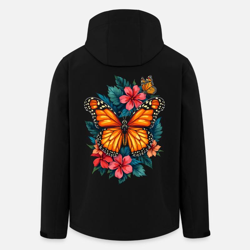 Butterfly, Monarch, Flowers, Entomologist - Men’s Recycled Softshell Jacket by Stanley/Stella - black